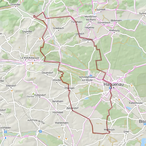 Miniature de la carte de l'inspiration cycliste "Circuit de la Bruche" dans la Alsace, France. Générée par le planificateur d'itinéraire cycliste Tarmacs.app