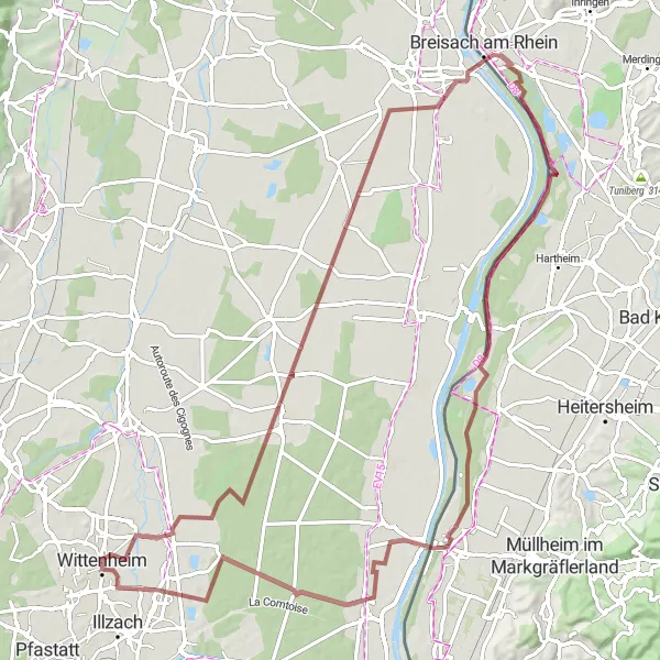 Miniature de la carte de l'inspiration cycliste "Les Collines d'Alsace" dans la Alsace, France. Générée par le planificateur d'itinéraire cycliste Tarmacs.app