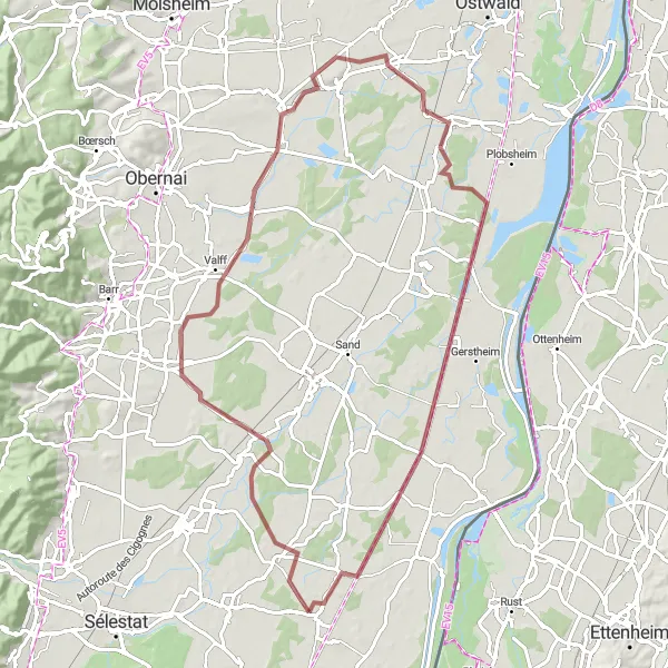 Map miniature of "Meistratzheim Adventure Loop" cycling inspiration in Alsace, France. Generated by Tarmacs.app cycling route planner