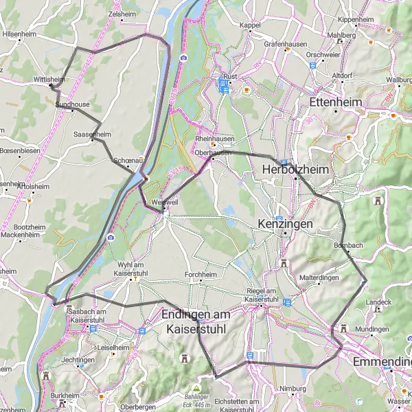 Map miniature of "The Fascinating Fronberg" cycling inspiration in Alsace, France. Generated by Tarmacs.app cycling route planner