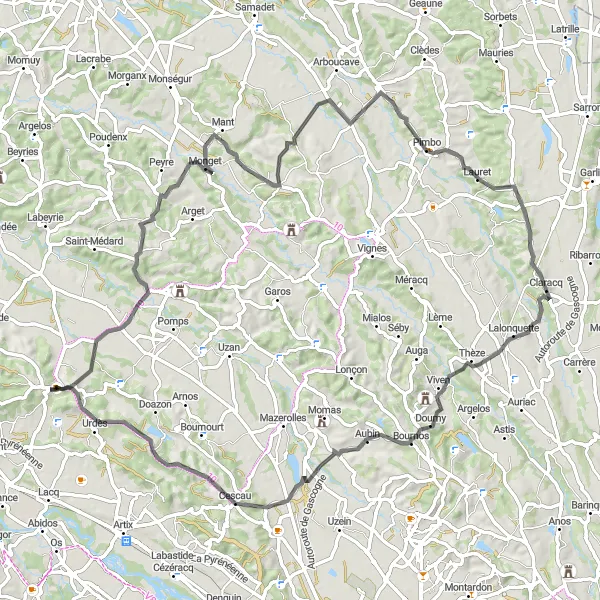 Miniatua del mapa de inspiración ciclista "Ruta Escénica por Aquitaine" en Aquitaine, France. Generado por Tarmacs.app planificador de rutas ciclistas
