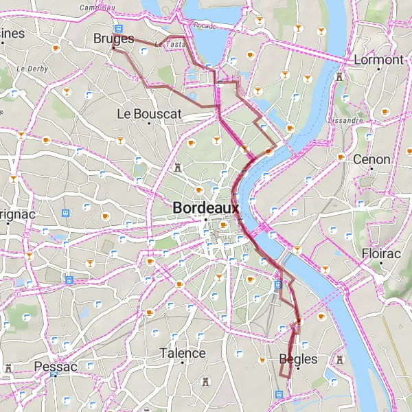 Map miniature of "The Quinconces Loop" cycling inspiration in Aquitaine, France. Generated by Tarmacs.app cycling route planner