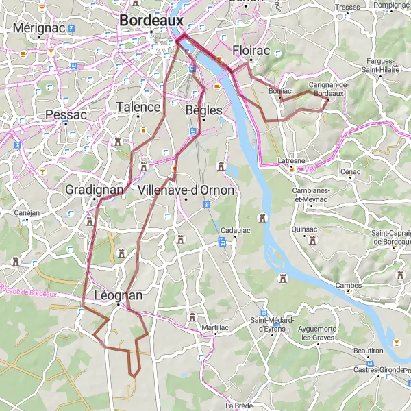 Map miniature of "Rural Escape: A Gravel Adventure" cycling inspiration in Aquitaine, France. Generated by Tarmacs.app cycling route planner