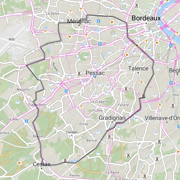 Miniatua del mapa de inspiración ciclista "Ruta Escénica de 40 km por Aquitania" en Aquitaine, France. Generado por Tarmacs.app planificador de rutas ciclistas