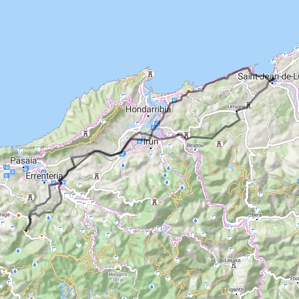 Map miniature of "The Mountain Challenge" cycling inspiration in Aquitaine, France. Generated by Tarmacs.app cycling route planner