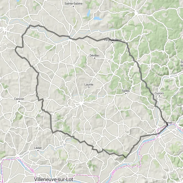 Map miniature of "Laval Castle Adventure" cycling inspiration in Aquitaine, France. Generated by Tarmacs.app cycling route planner