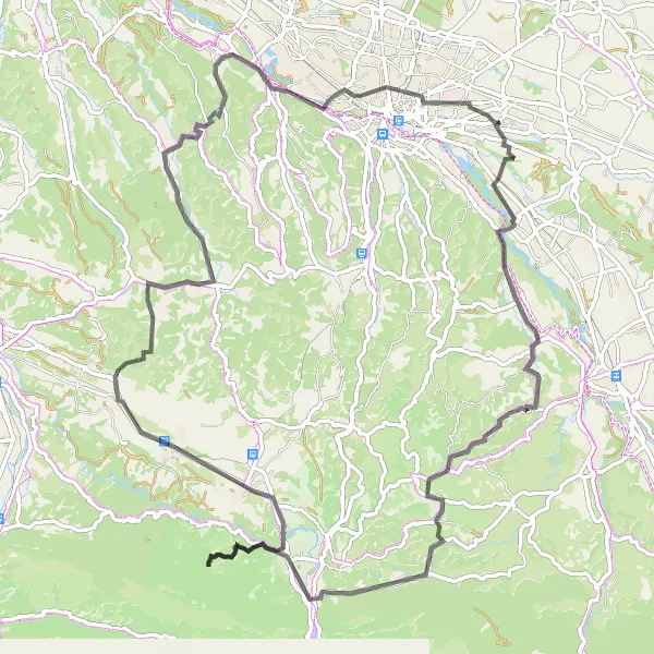 Miniatua del mapa de inspiración ciclista "Ruta de ciclismo de carretera a Château d'Idron" en Aquitaine, France. Generado por Tarmacs.app planificador de rutas ciclistas
