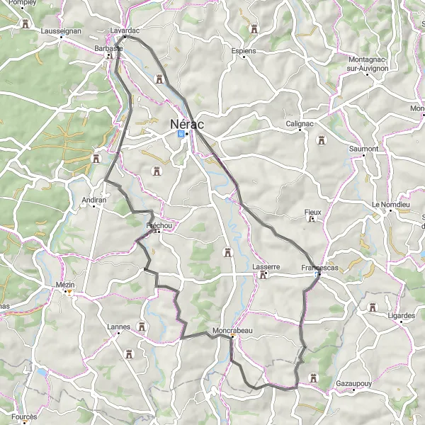 Map miniature of "Maison de Sully Loop" cycling inspiration in Aquitaine, France. Generated by Tarmacs.app cycling route planner