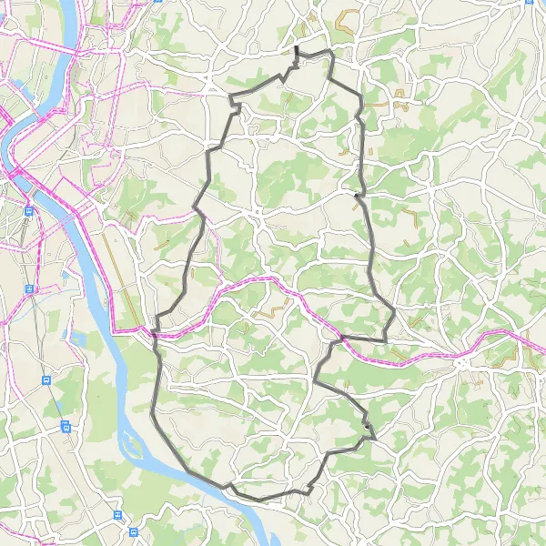 Map miniature of "Châteaux and Natural Beauty" cycling inspiration in Aquitaine, France. Generated by Tarmacs.app cycling route planner