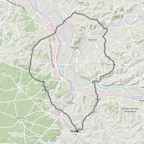 Miniature de la carte de l'inspiration cycliste "Circuit de Villeton" dans la Aquitaine, France. Générée par le planificateur d'itinéraire cycliste Tarmacs.app