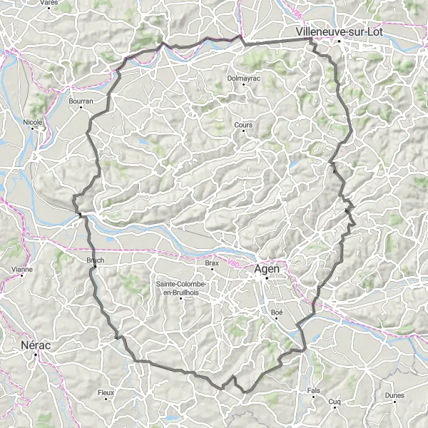 Miniatua del mapa de inspiración ciclista "Circuito en bicicleta de carretera desde Pujols" en Aquitaine, France. Generado por Tarmacs.app planificador de rutas ciclistas