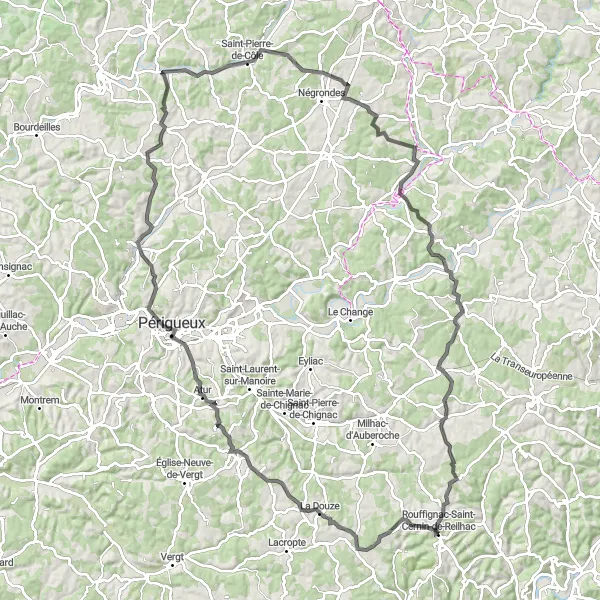 Map miniature of "The Ultimate Road Challenge" cycling inspiration in Aquitaine, France. Generated by Tarmacs.app cycling route planner