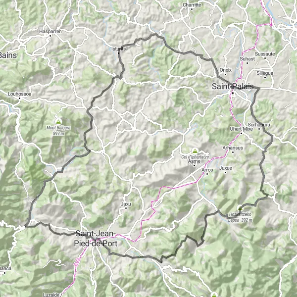 Map miniature of "Aquitaine Epic Ride" cycling inspiration in Aquitaine, France. Generated by Tarmacs.app cycling route planner