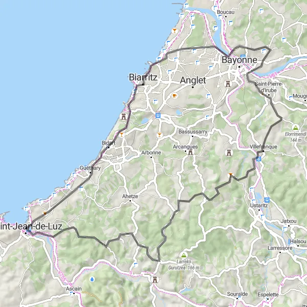 Map miniature of "Scenic Coast Ride" cycling inspiration in Aquitaine, France. Generated by Tarmacs.app cycling route planner