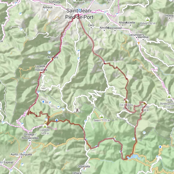 Miniatua del mapa de inspiración ciclista "Ruta de Montaña y Naturaleza" en Aquitaine, France. Generado por Tarmacs.app planificador de rutas ciclistas