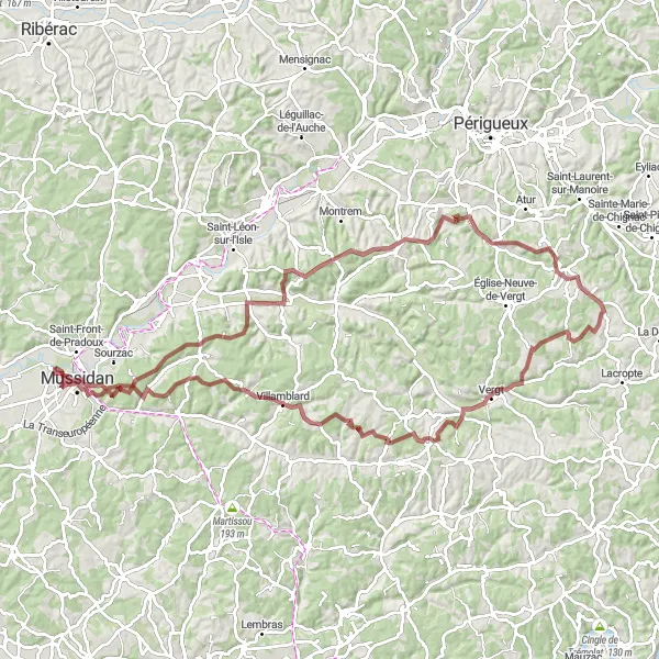 Miniatua del mapa de inspiración ciclista "Gran Aventura por Aquitania" en Aquitaine, France. Generado por Tarmacs.app planificador de rutas ciclistas
