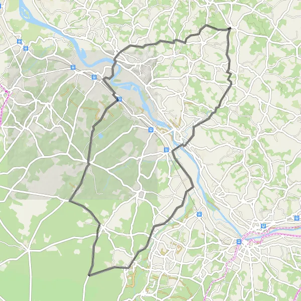 Map miniature of "Riverside Escape" cycling inspiration in Aquitaine, France. Generated by Tarmacs.app cycling route planner
