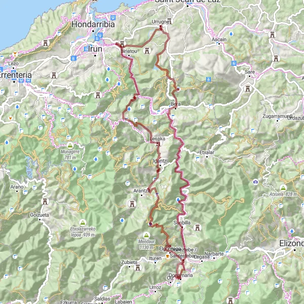 Map miniature of "Off the Beaten Path: Gravel Mountain Adventure" cycling inspiration in Aquitaine, France. Generated by Tarmacs.app cycling route planner