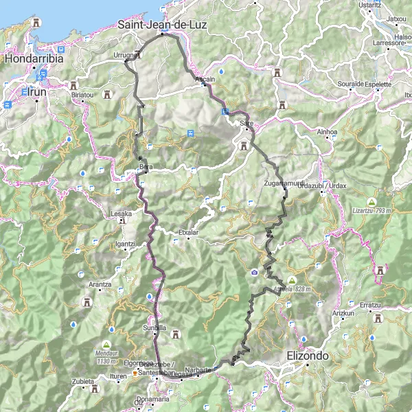 Map miniature of "Discover the Hidden Gems of Basque Country" cycling inspiration in Aquitaine, France. Generated by Tarmacs.app cycling route planner