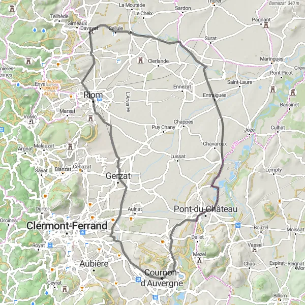 Map miniature of "Road Explorer" cycling inspiration in Auvergne, France. Generated by Tarmacs.app cycling route planner
