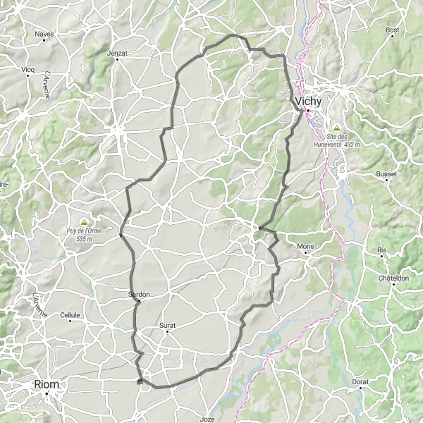 Map miniature of "La Butée Adventure" cycling inspiration in Auvergne, France. Generated by Tarmacs.app cycling route planner