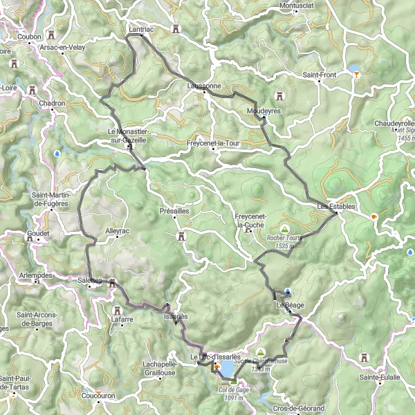 Map miniature of "The Ultimate Road Cycling Challenge" cycling inspiration in Auvergne, France. Generated by Tarmacs.app cycling route planner