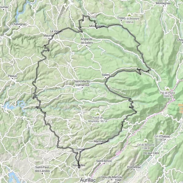 Map miniature of "The Ultimate Auvergne Challenge" cycling inspiration in Auvergne, France. Generated by Tarmacs.app cycling route planner