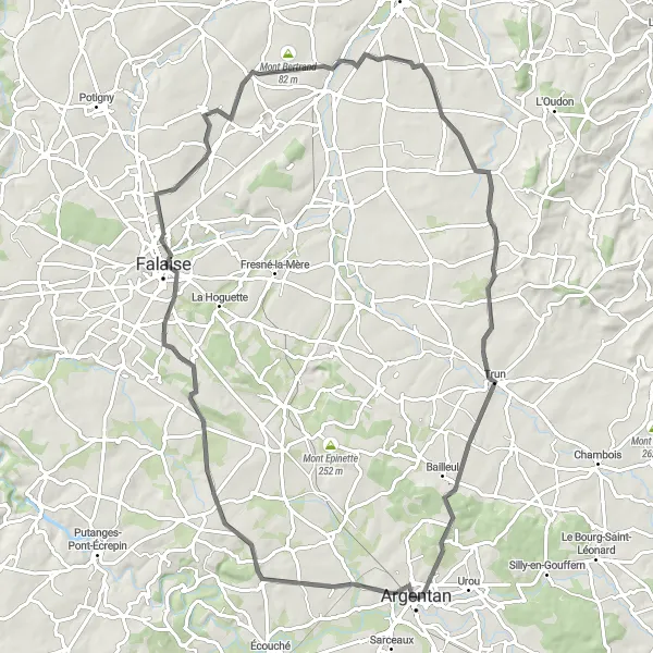 Map miniature of "Countryside Charm" cycling inspiration in Basse-Normandie, France. Generated by Tarmacs.app cycling route planner