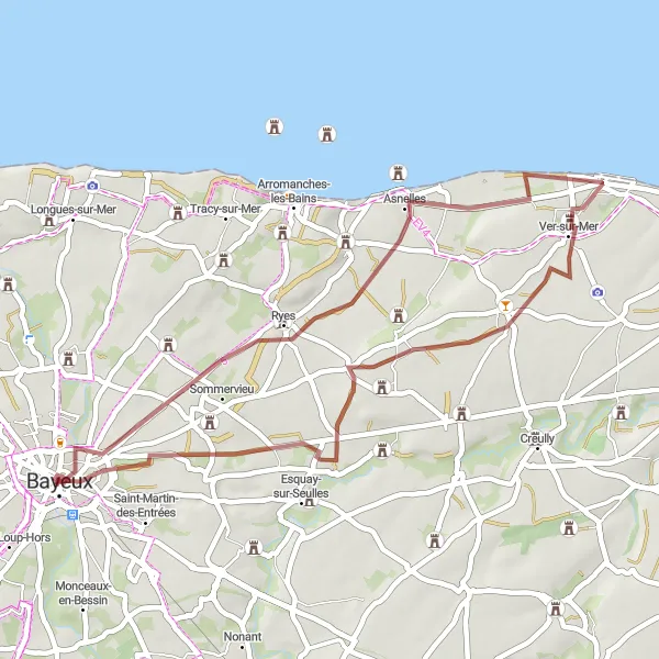 Map miniature of "Gravel Adventure with Ancient History" cycling inspiration in Basse-Normandie, France. Generated by Tarmacs.app cycling route planner