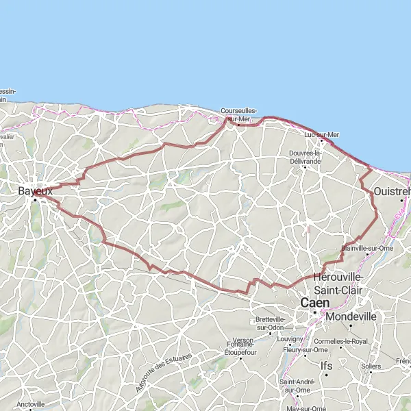 Map miniature of "Gravel Adventure" cycling inspiration in Basse-Normandie, France. Generated by Tarmacs.app cycling route planner