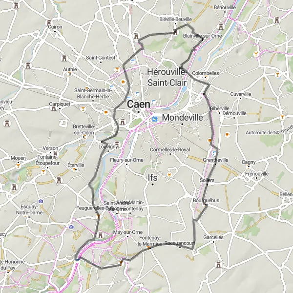 Map miniature of "Scenic Landscapes and Historical Charm" cycling inspiration in Basse-Normandie, France. Generated by Tarmacs.app cycling route planner