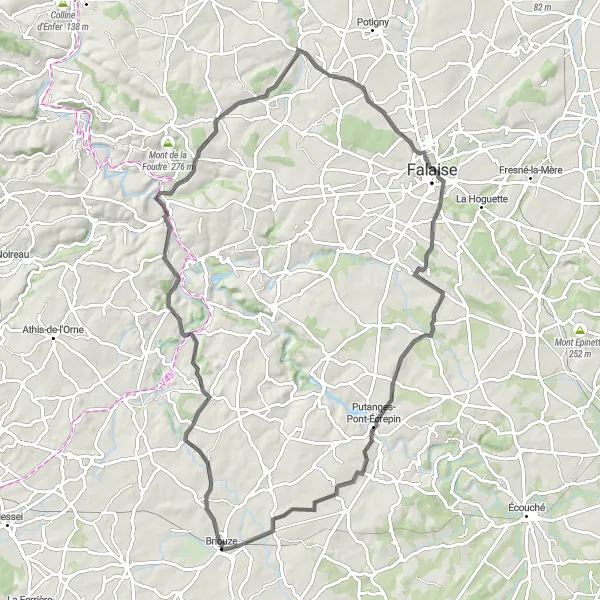 Map miniature of "Scenic Road Cycling Route via Lavoir, Ségrie-Fontaine, Ussy, Champcerie, La Fresnaye-au-Sauvage, and Pointel" cycling inspiration in Basse-Normandie, France. Generated by Tarmacs.app cycling route planner