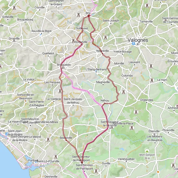 Map miniature of "Rural Gravel Ride" cycling inspiration in Basse-Normandie, France. Generated by Tarmacs.app cycling route planner