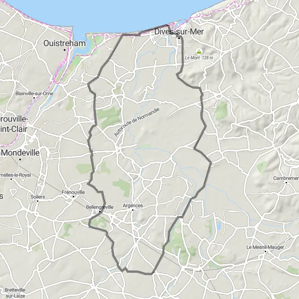 Map miniature of "Countryside Road Experience" cycling inspiration in Basse-Normandie, France. Generated by Tarmacs.app cycling route planner