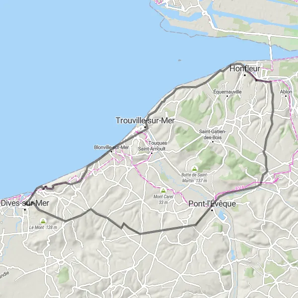 Map miniature of "Basse-Normandie Road Escape" cycling inspiration in Basse-Normandie, France. Generated by Tarmacs.app cycling route planner