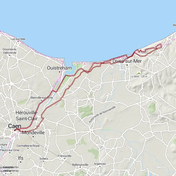 Map miniature of "Manoirs and Views" cycling inspiration in Basse-Normandie, France. Generated by Tarmacs.app cycling route planner