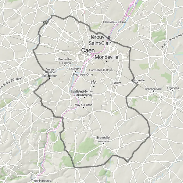 Map miniature of "Scenic Road Cycling Adventure in Basse-Normandie" cycling inspiration in Basse-Normandie, France. Generated by Tarmacs.app cycling route planner