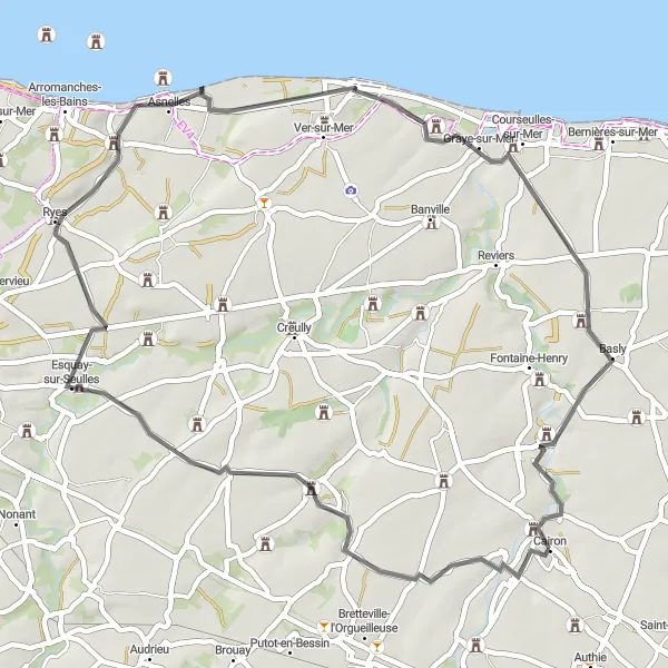 Map miniature of "Scenic Road Cycling in Basse-Normandie" cycling inspiration in Basse-Normandie, France. Generated by Tarmacs.app cycling route planner