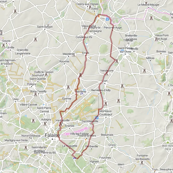Map miniature of "Scenic gravel route with cultural highlights in Basse-Normandie" cycling inspiration in Basse-Normandie, France. Generated by Tarmacs.app cycling route planner