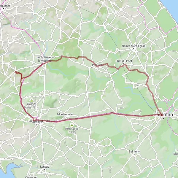 Map miniature of "Exploring Carentan and Beyond" cycling inspiration in Basse-Normandie, France. Generated by Tarmacs.app cycling route planner