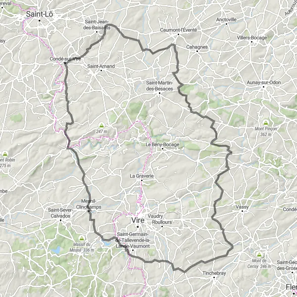 Map miniature of "The Précorbin Adventure" cycling inspiration in Basse-Normandie, France. Generated by Tarmacs.app cycling route planner