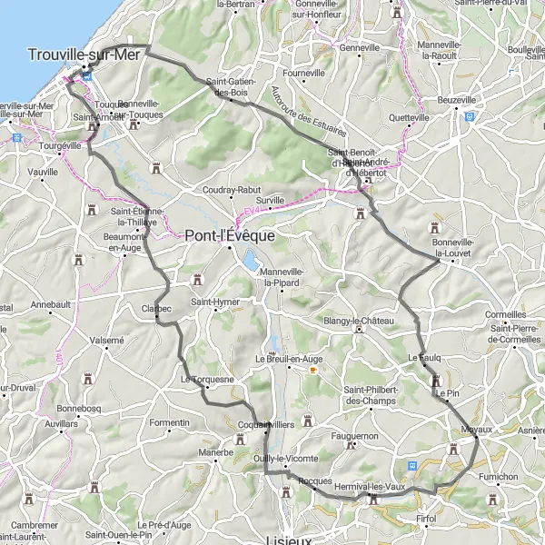 Map miniature of "Scenic Nature Ride through Charming Villages" cycling inspiration in Basse-Normandie, France. Generated by Tarmacs.app cycling route planner