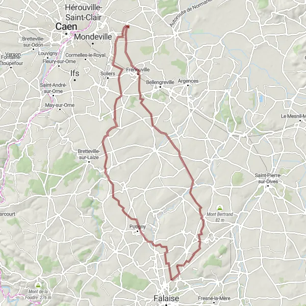 Map miniature of "Sassy Gravel Adventure" cycling inspiration in Basse-Normandie, France. Generated by Tarmacs.app cycling route planner