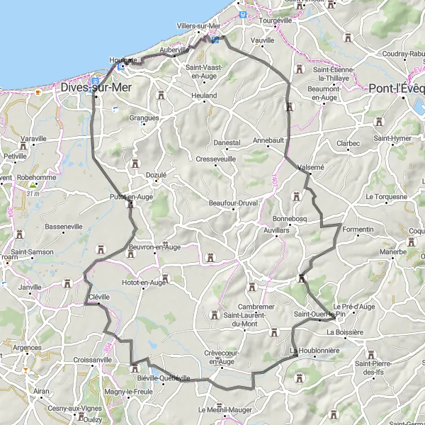 Map miniature of "Countryside Escape" cycling inspiration in Basse-Normandie, France. Generated by Tarmacs.app cycling route planner