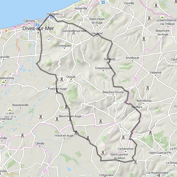 Map miniature of "Rolling Hills and Picturesque Countryside" cycling inspiration in Basse-Normandie, France. Generated by Tarmacs.app cycling route planner