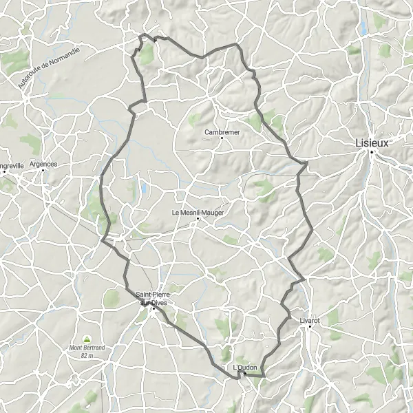 Map miniature of "Discover the Scenic Beauty of Le Mesnil-Durand" cycling inspiration in Basse-Normandie, France. Generated by Tarmacs.app cycling route planner