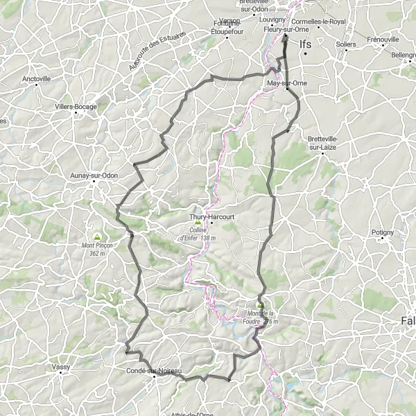 Map miniature of "Mont de la Foudre Challenge" cycling inspiration in Basse-Normandie, France. Generated by Tarmacs.app cycling route planner