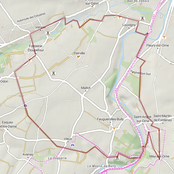 Map miniature of "Gravel Adventure: Nature Trail" cycling inspiration in Basse-Normandie, France. Generated by Tarmacs.app cycling route planner