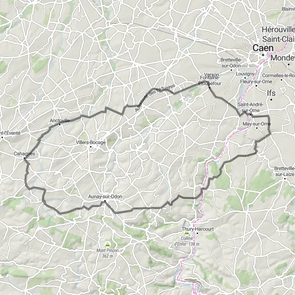 Map miniature of "The Great Normandy Loop" cycling inspiration in Basse-Normandie, France. Generated by Tarmacs.app cycling route planner