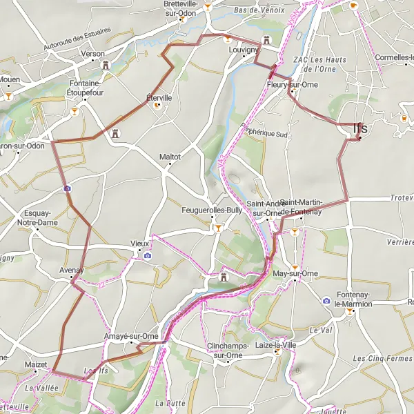 Map miniature of "Hill 112 Loop" cycling inspiration in Basse-Normandie, France. Generated by Tarmacs.app cycling route planner